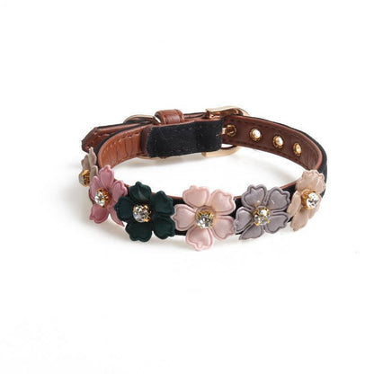 Lighteme PU Flower Design Dog Neck Strap (4 colors & 2 sizes)