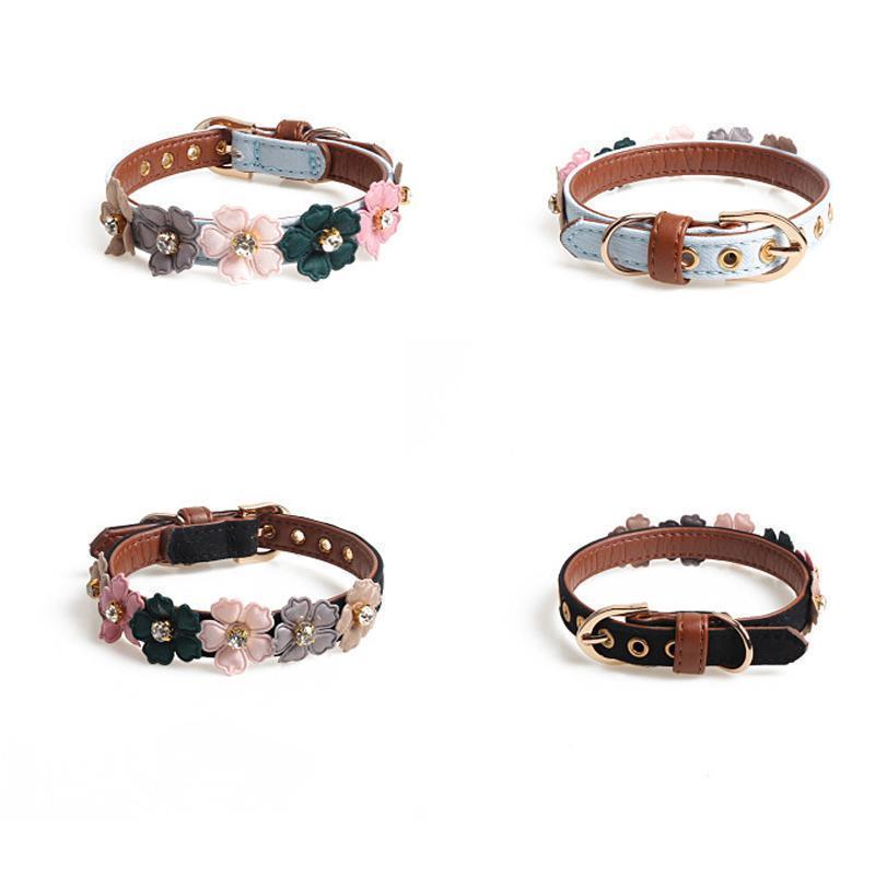 Lighteme PU Flower Design Dog Neck Strap (4 colors & 2 sizes)