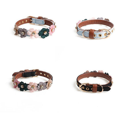 Lighteme PU Flower Design Dog Neck Strap (4 colors & 2 sizes)