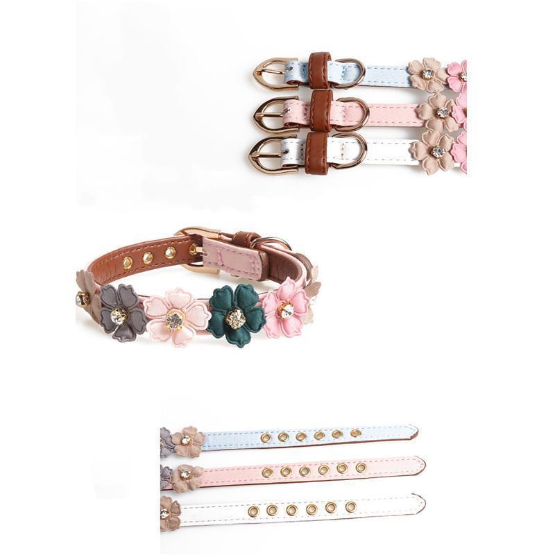 Lighteme PU Flower Design Dog Neck Strap (4 colors & 2 sizes)