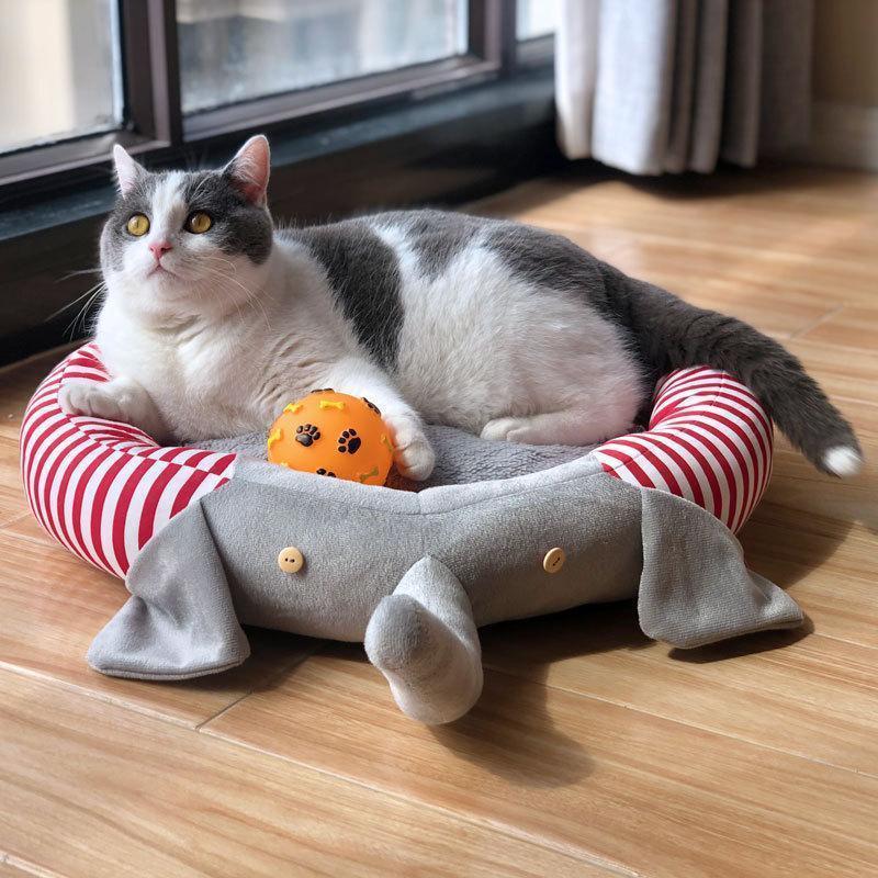 Lighteme Pad Removable Stripe Elephant Pet Bed (2 colors & 3 sizes)