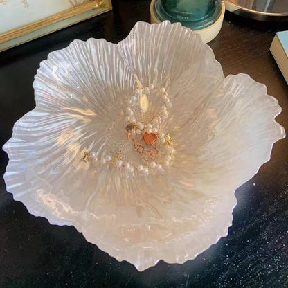 Boîte de rangement en verre nacré Lighteme en forme de fleur