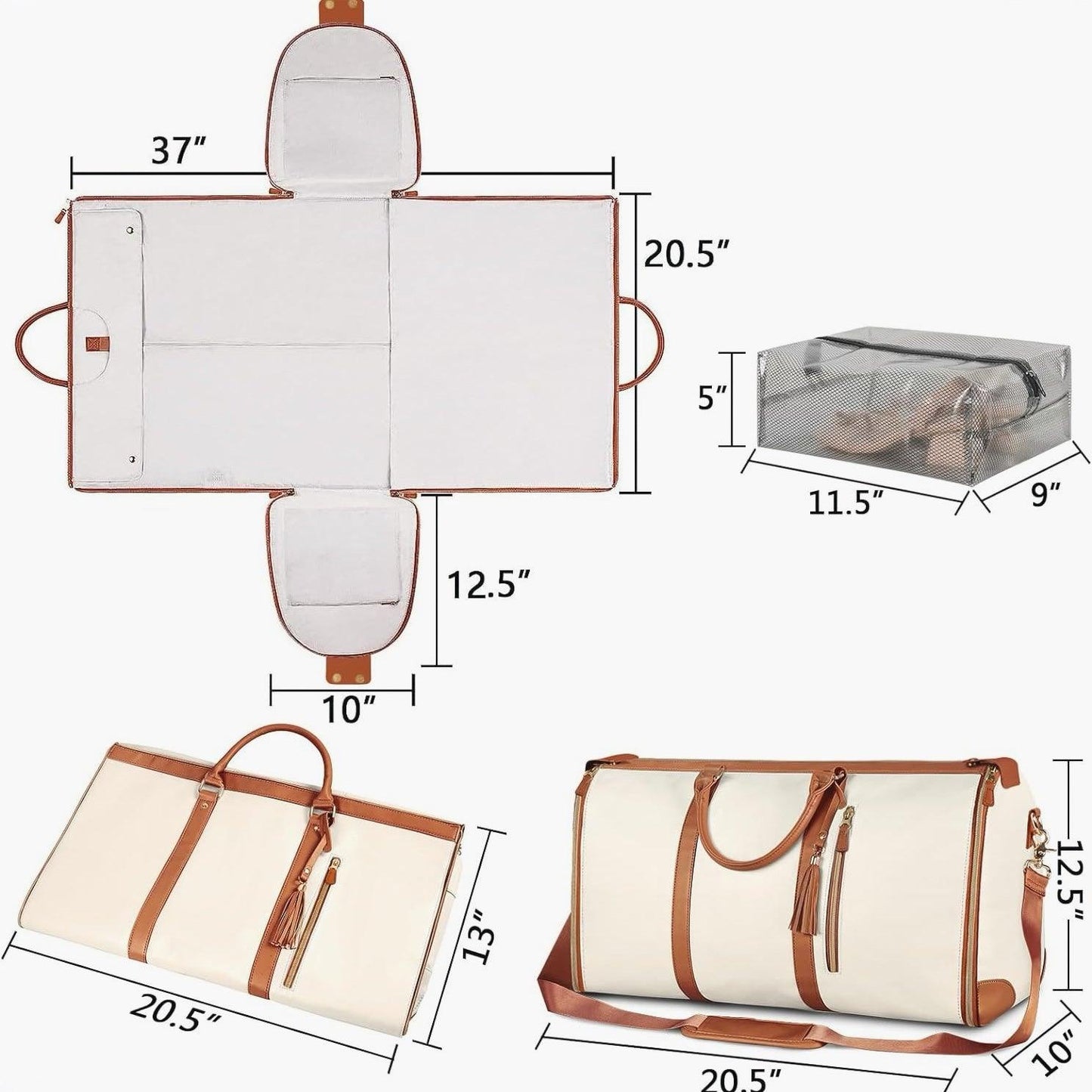 Lighteme Faltbare Garderobentasche mit mehreren Taschen