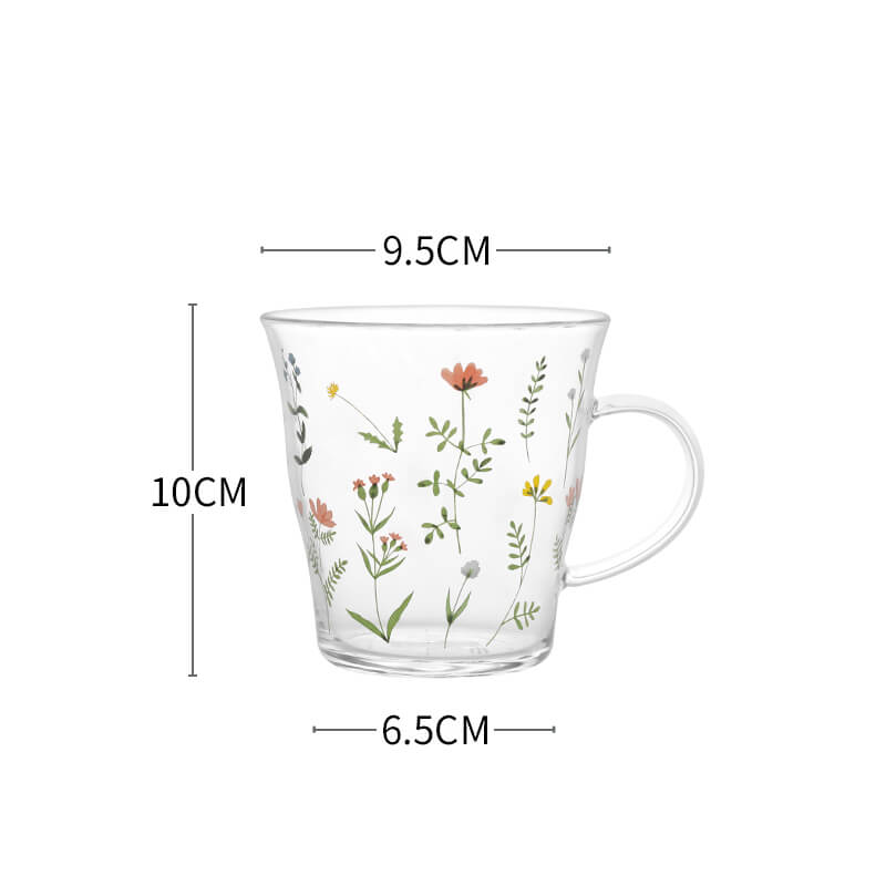 Tasse en verre à imprimé floral Lighteme Plant