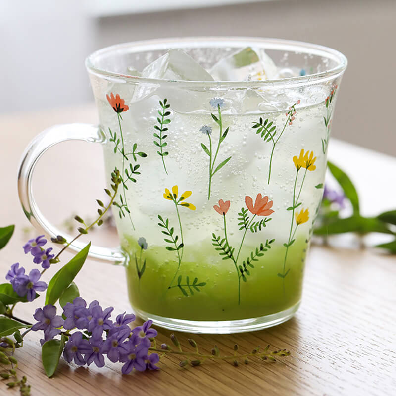 Tasse en verre à imprimé floral Lighteme Plant