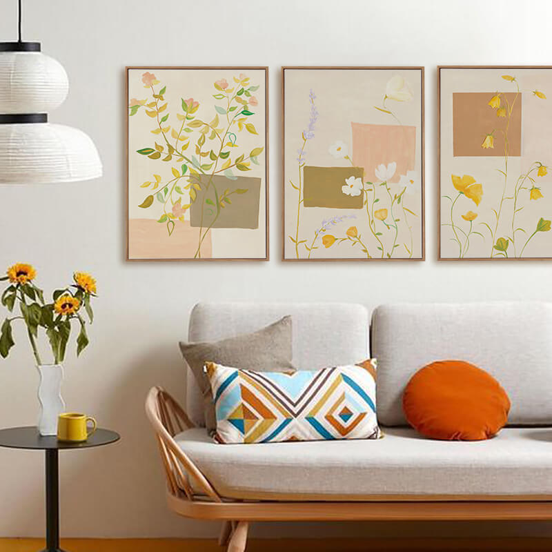 Peinture sur toile représentant une plante et une fleur de Lighteme
