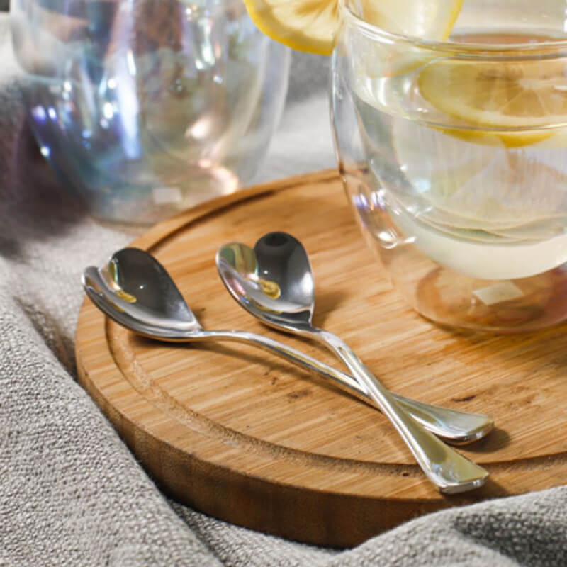 Ensemble de cuillères à dessert Lighteme en acier inoxydable en forme de plante