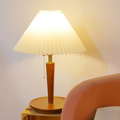 Lighteme Plissee-Tischlampe aus Holz
