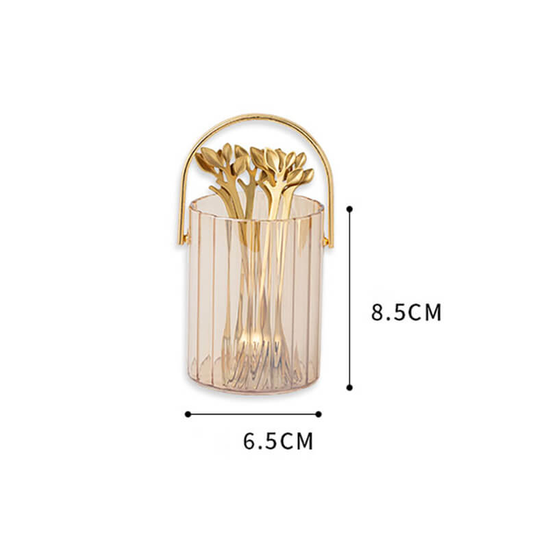 Bocal de rangement portable en verre Lighteme pour fourchettes et cuillères à dessert