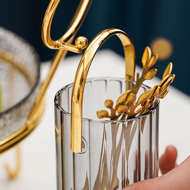 Bocal de rangement portable en verre Lighteme pour fourchettes et cuillères à dessert