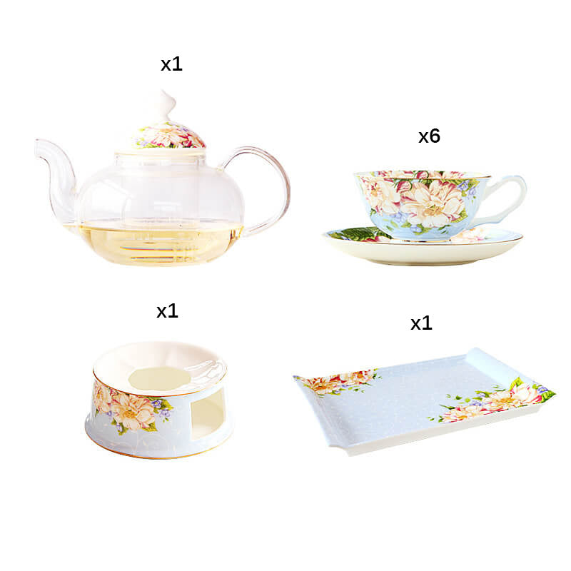 Lighteme Printed Bone China Teapot Set