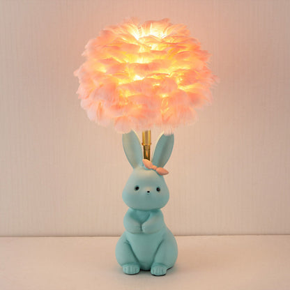 Lampe de table Lighteme en plumes de lapin