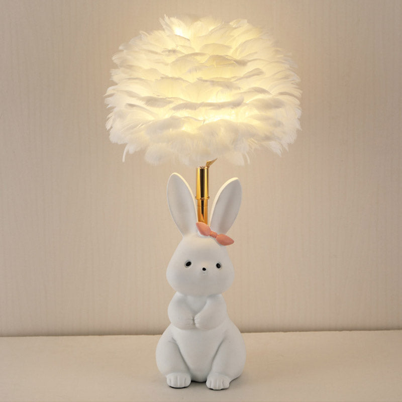 Lampe de table Lighteme en plumes de lapin