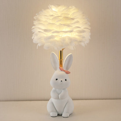 Lampe de table Lighteme en plumes de lapin