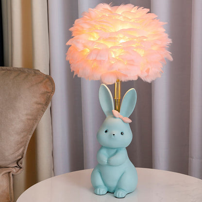 Lampe de table Lighteme en plumes de lapin