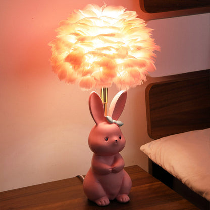 Lampe de table Lighteme en plumes de lapin