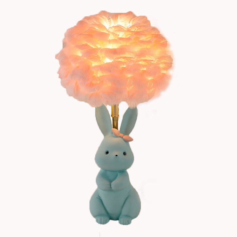 Lampe de table Lighteme en plumes de lapin