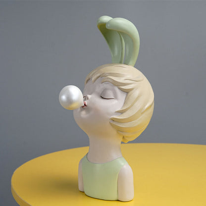 Lighteme – Kaninchenmädchen-Ornament aus Kunstharz 