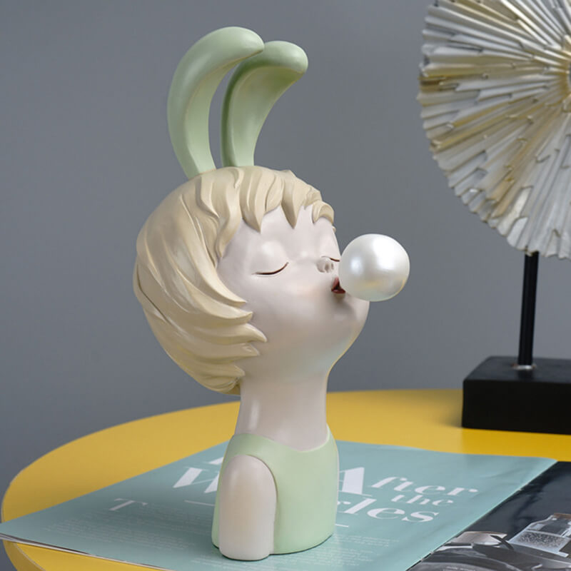 Lighteme – Kaninchenmädchen-Ornament aus Kunstharz 
