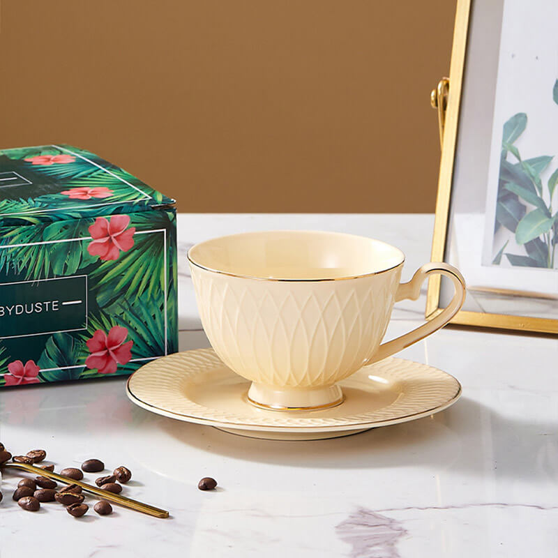 Lighteme Retro Ceramic Coffee Cup And Saucer Set