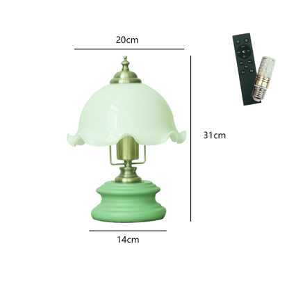 Lampe de table rétro en verre à motif floral Lighteme
