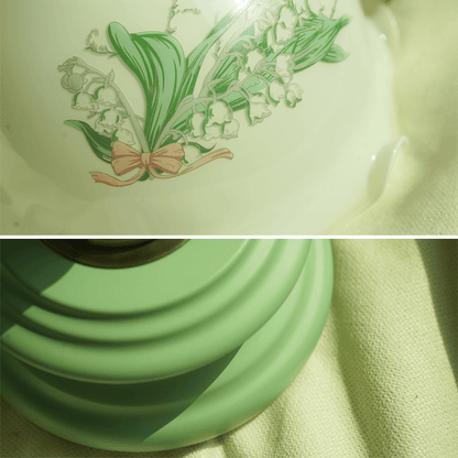 Lampe de table rétro en verre à motif floral Lighteme