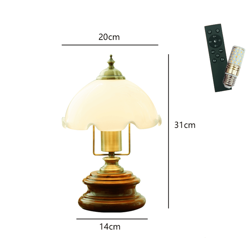 Lampe de table rétro en verre à motif floral Lighteme