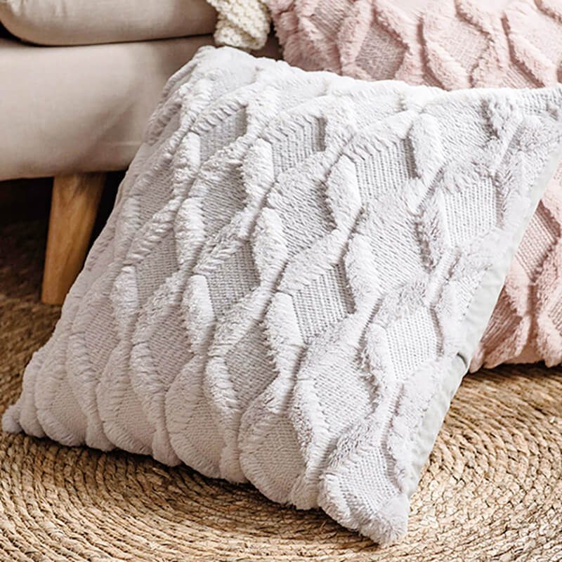 Lighteme Rhombus Plush Throw Pillow Cover