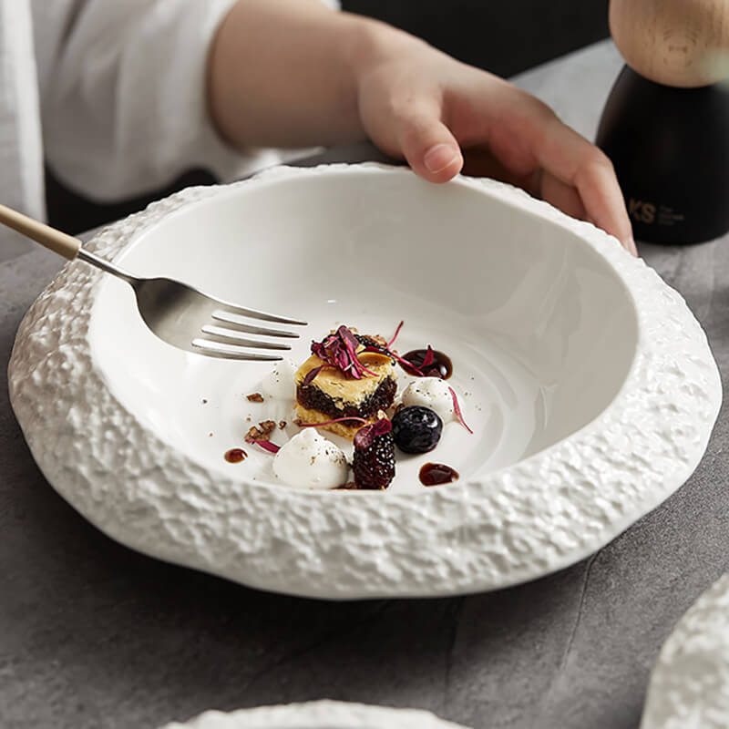 Assiette creuse en céramique texturée Lighteme Rock