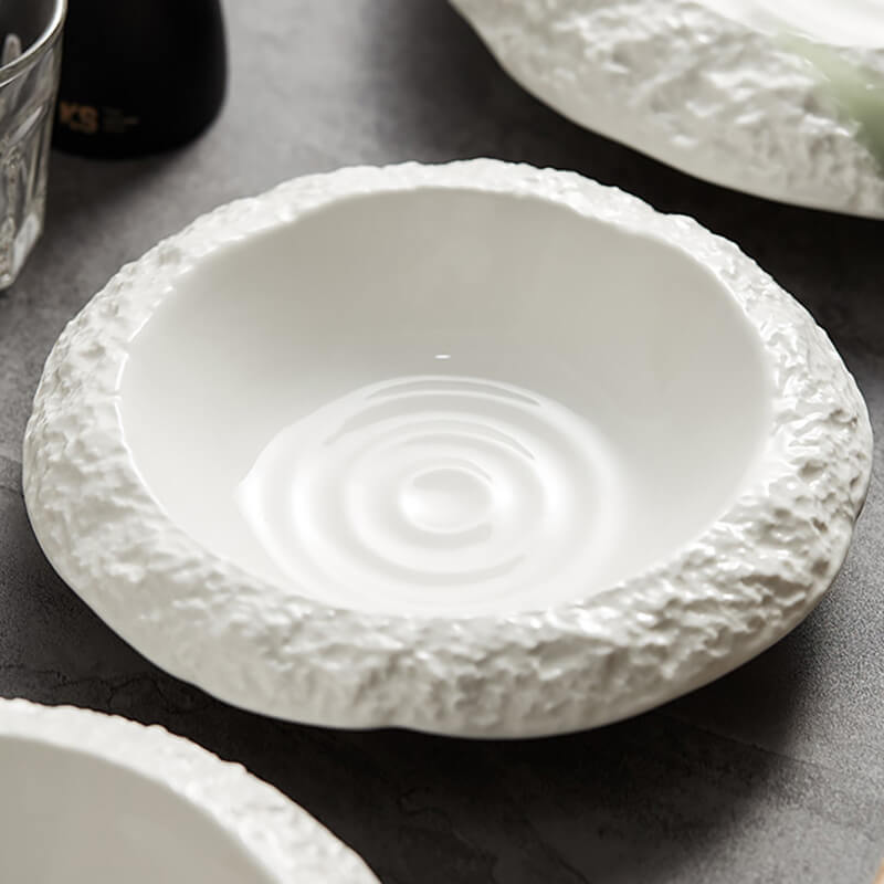Assiette creuse en céramique texturée Lighteme Rock