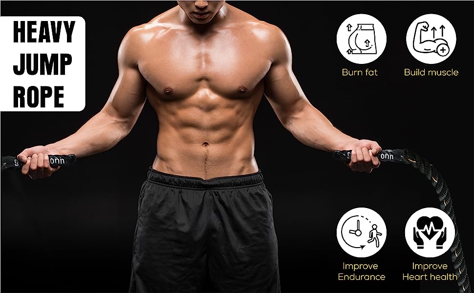 Corde à sauter lestée Lighteme - Pour la musculation, le cardio et le fitness du haut du corps. Cordes pour l'entraînement