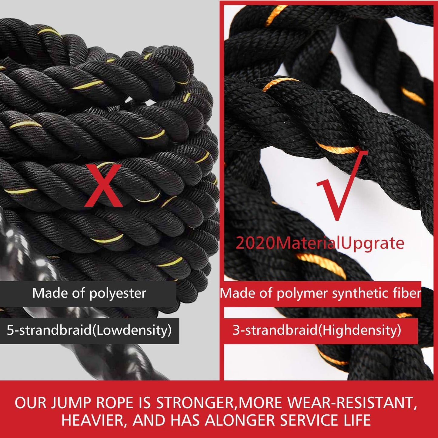 Corde à sauter lestée Lighteme - Pour la musculation, le cardio et le fitness du haut du corps. Cordes pour l'entraînement