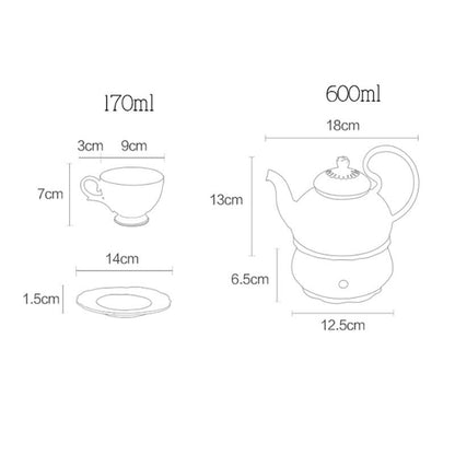 Lighteme Rose Embossed Ceramic Teapot Set