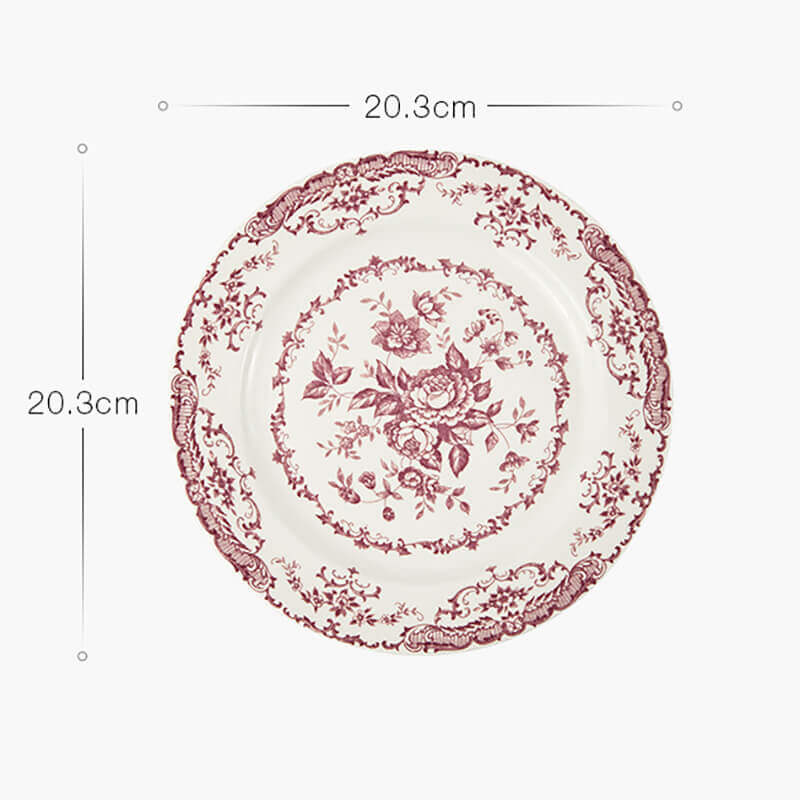 Lighteme Rose Print Ceramic Dinner Plate