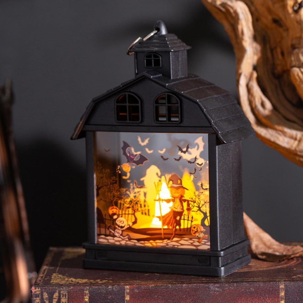 Lanterne d'Halloween vintage Lighteme avec bougie sans flamme - Lot de 4