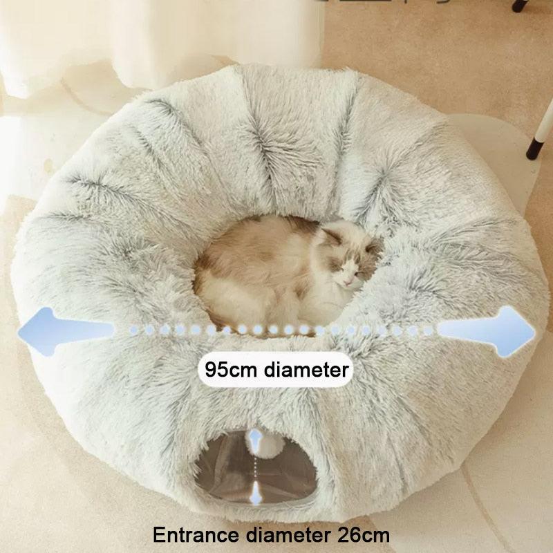 Lighteme 2-in-1 rundes Katzenbett und Tunnelspielzeug