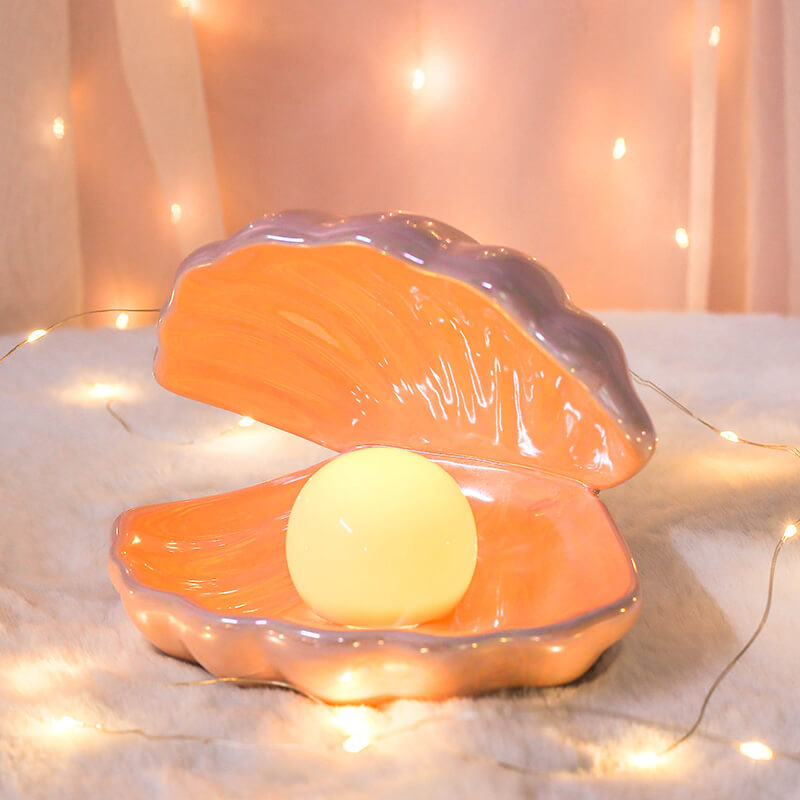 Lighteme Keramik-Nachtlampe mit Muschelperlen