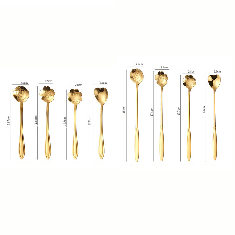 Ensemble de 8 cuillères à dessert Lighteme Golden Flower
