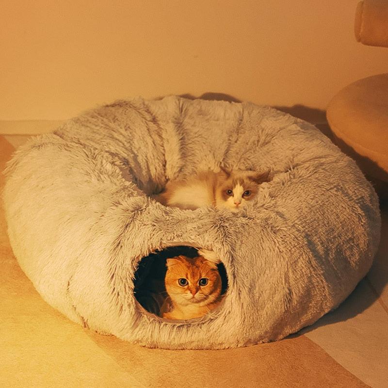 Lighteme 2-in-1 rundes Katzenbett und Tunnelspielzeug