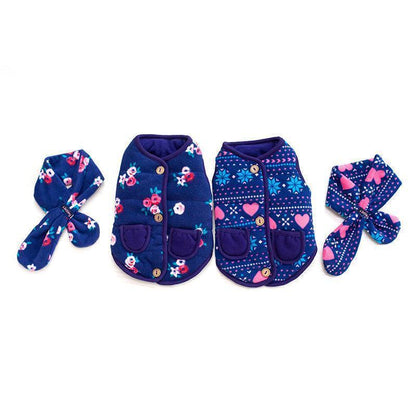 Lighteme Scarf And Waistcoat Polar Fleece Dog Coat (2 Types & 5 Sizes)