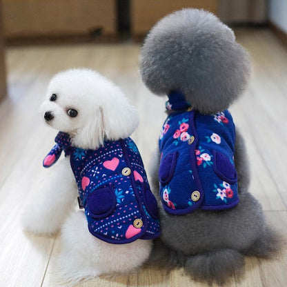 Lighteme Scarf And Waistcoat Polar Fleece Dog Coat (2 Types & 5 Sizes)