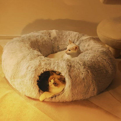 Lighteme 2-in-1 rundes Katzenbett und Tunnelspielzeug