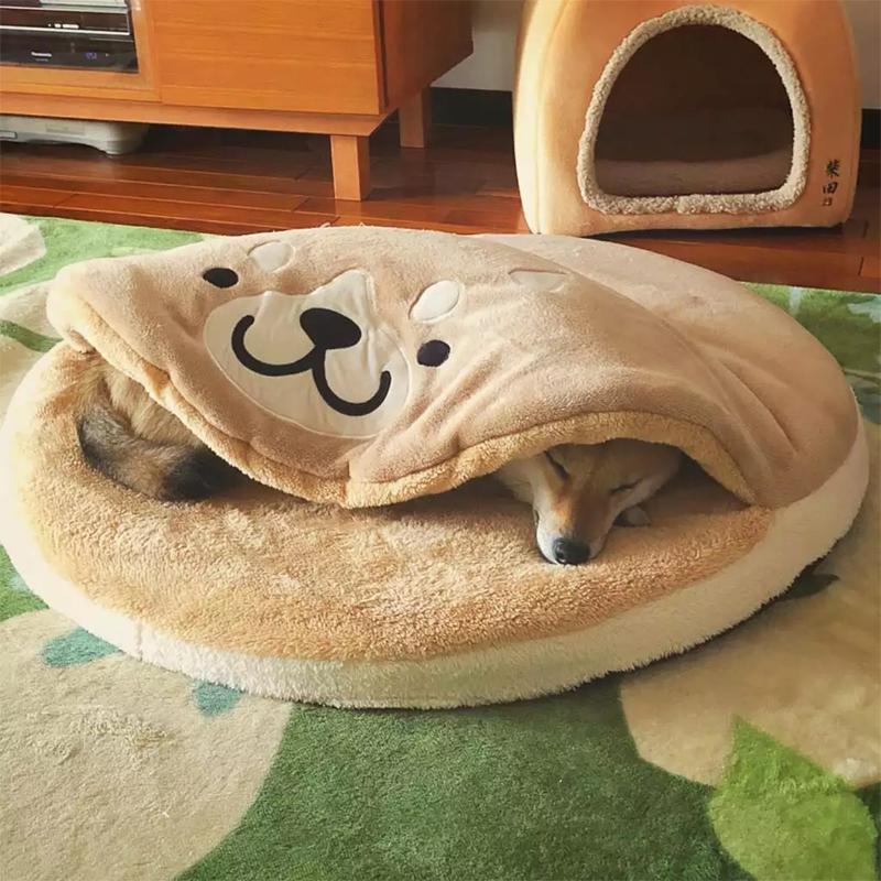 Tapis rond en peluche courte Lighteme Shiba Inu