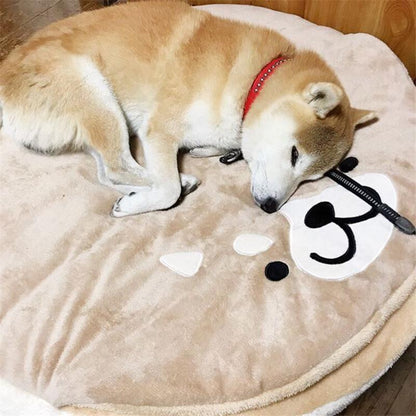 Tapis rond en peluche courte Lighteme Shiba Inu