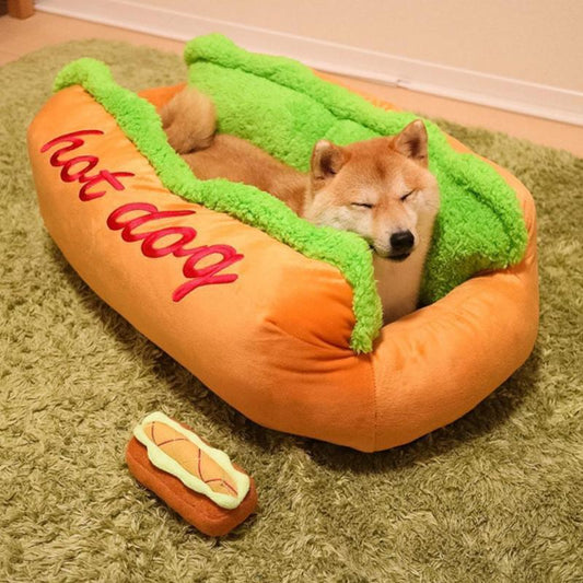 Lighteme Short Plush Creative Funny Hot Dog Bed (2 sizes)