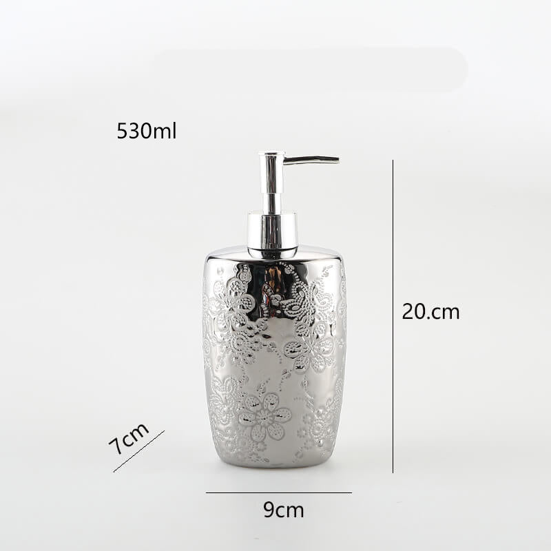 Lighteme Seifenspender aus geprägter Keramik in Silber