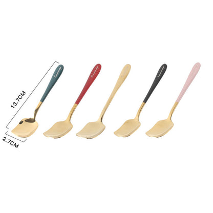 Ensemble de 5 cuillères à dessert simples en acier inoxydable Lighteme
