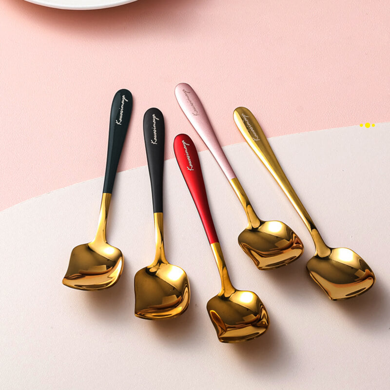 Ensemble de 5 cuillères à dessert simples en acier inoxydable Lighteme