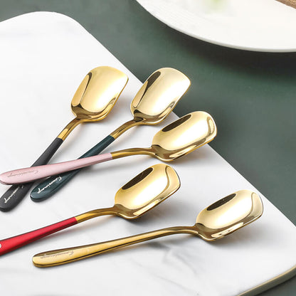 Ensemble de 5 cuillères à dessert simples en acier inoxydable Lighteme