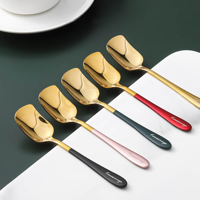 Ensemble de 5 cuillères à dessert simples en acier inoxydable Lighteme